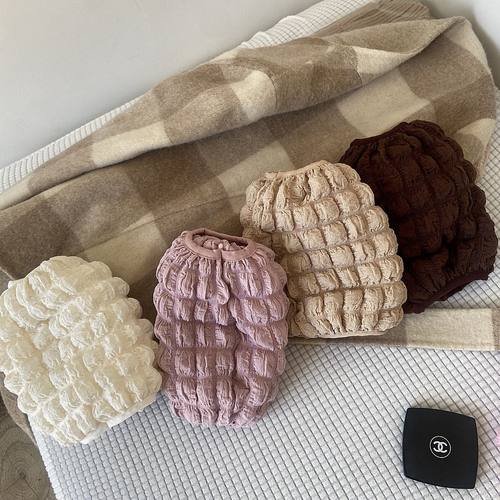 原宿风泡泡格袖套秋冬季防污耐脏学生羽绒服大衣护袖成人工作套袖