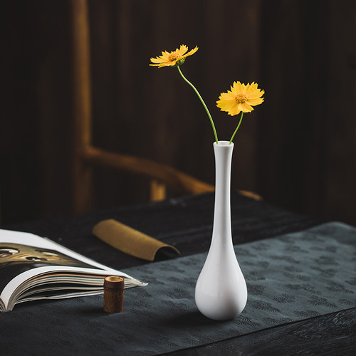 高白茶室家居景德镇花瓶陶瓷中式