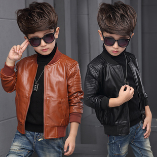 男童皮衣春秋休闲外套儿童冬季 加绒加厚上衣中大男孩外套童装