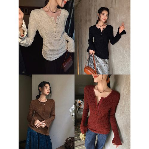 【呼呼专享】【时也】新中式早秋上衣针织衫长袖国风打底衫