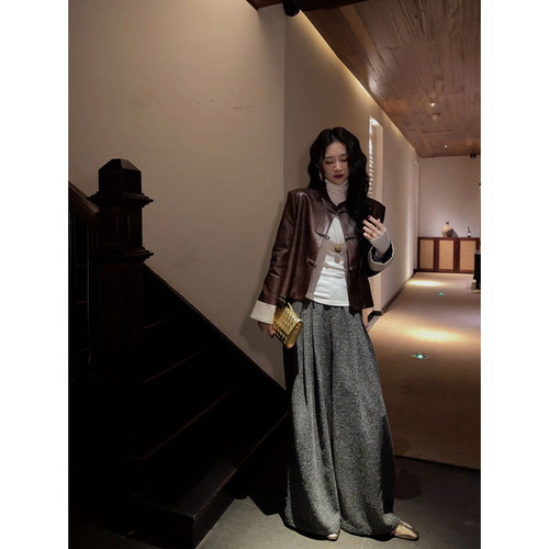 【呼呼专享】【寻野】新款休闲毛呢裤宽松bf慵懒风