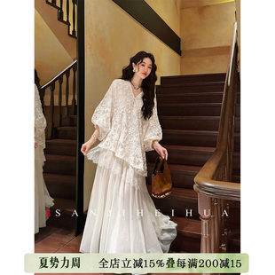 【夏天粉丝专享】三吉黑花【镜花月】新中式绣花早春漂亮连衣裙子