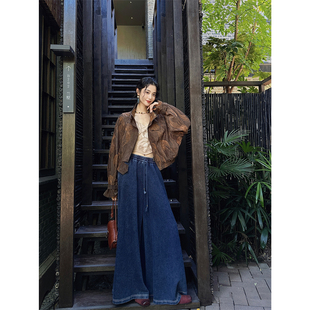 子宽松休闲长裤 水洗针织微喇阔腿裤 雾道 女款 夏天粉丝专享