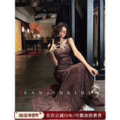 连衣裙子吊带长裙潮 梦马 汤曼妮粉丝专享 三吉黑花