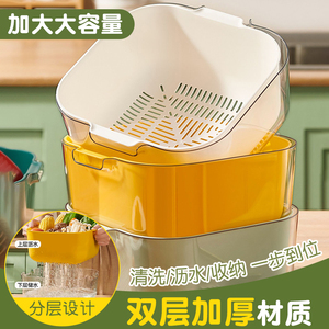 2023新款洗菜盆沥水篮厨房客厅茶几家用菜篮子水果盘洗菜篮子淘米