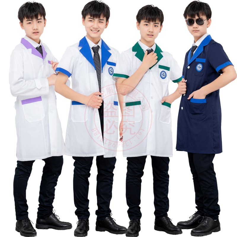 2019春季新款男医生服夏装短袖大褂护士服药店美容院纹绣师工作服