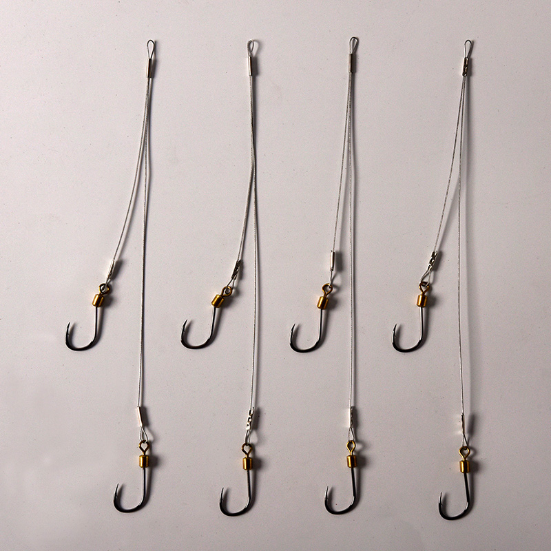 钓鱼钢丝钩正品鱼勾防缠绕防咬绑好短子线双钩海钓成品旋转鲳鱼钩