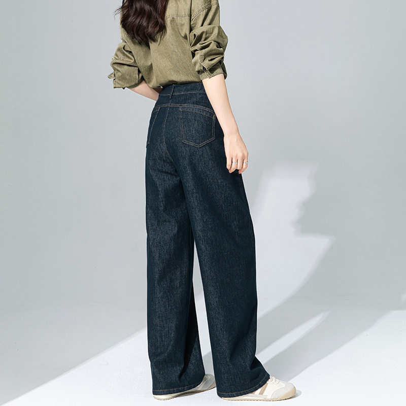 Eworld25春弯刀廓形原色复古牛仔裤女宽松垂感休闲阔腿裤X85047