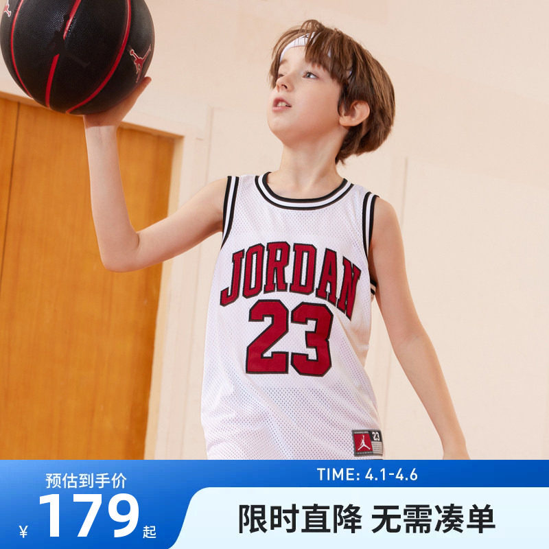 JORDAN童装小童运动背心男童透气排汗篮球T恤儿童上衣夏JD2222017