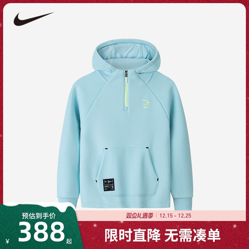 Nike 3brand儿童装男童加绒卫衣2025冬季新款洋气上衣棉N32442034