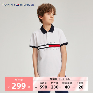 儿童POLO衫 新品 夏季 TOMMY童装 男童中大童网球运动透气短袖 T恤