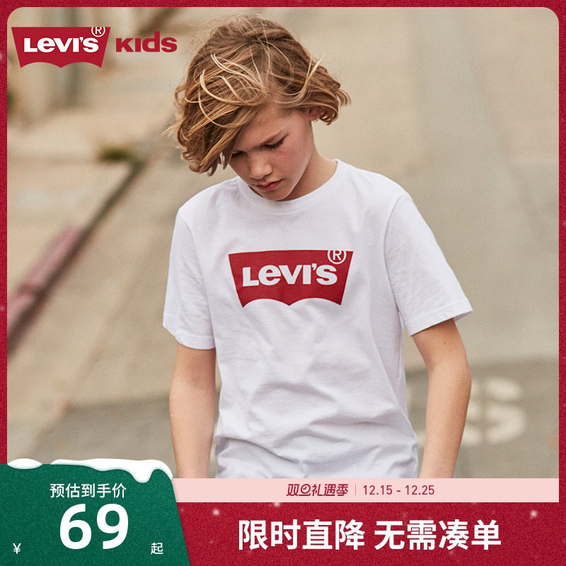 李维斯儿童装男童短袖T恤夏季新款中大童纯棉上衣女童半袖亲子装