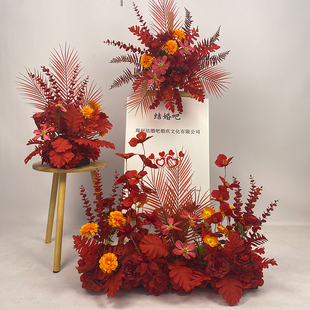 新款仿真花排婚庆地排花婚礼现场t台布置花艺路引花舞台装饰假花