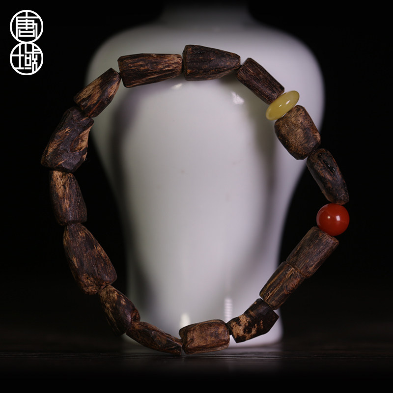 唐域芽庄沉香沉香随形手串佛珠念珠手链单圈男女天然老料