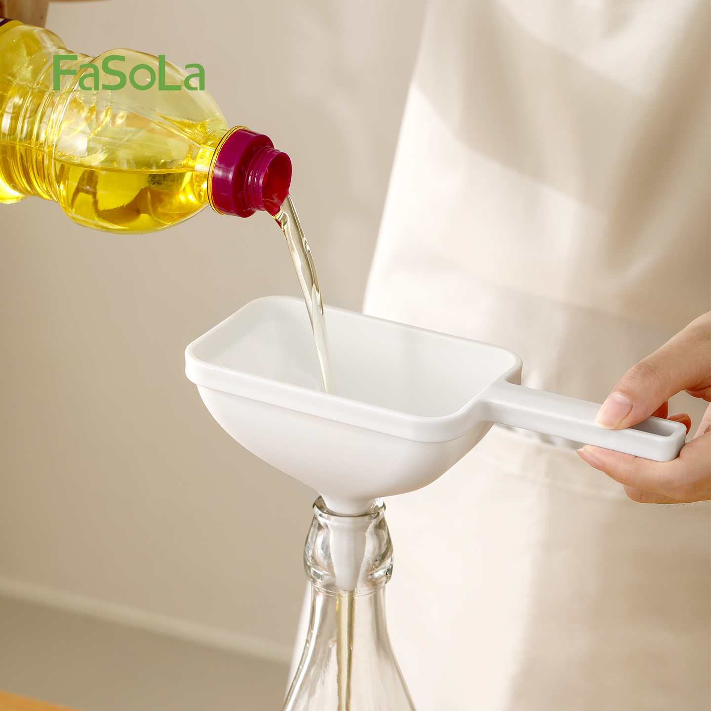 FaSoLa厨房漏斗家用油液体分装倒油倒酒漏斗加宽口径加长手柄防漏