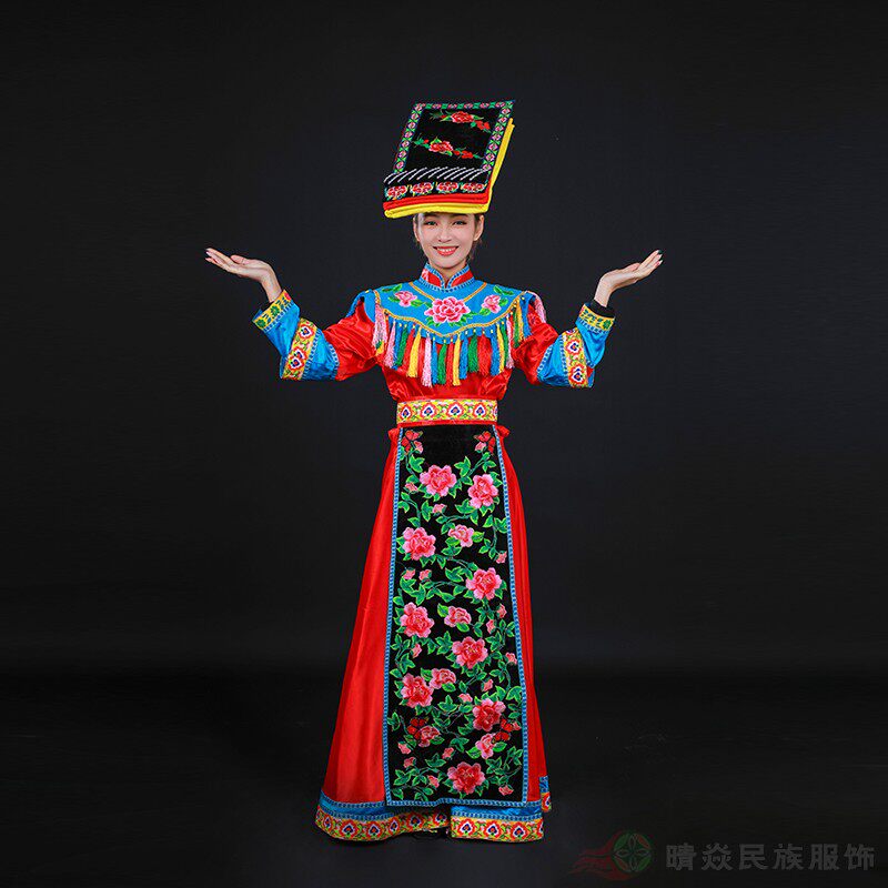 晴焱高端定制新款少数民族服装羌族女装舞台演出服表演服女
