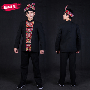 新款晴焱高端定制民族服装黑色领导工作会议节日主持礼服男装西装
