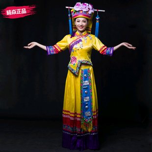 晴焱定制少数民族仫佬族舞蹈服演出服民族风舞台展示长裙套装女装