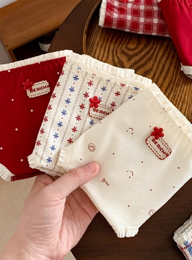 甜味幻想~红色本命年可爱秋冬中腰内裤女2026马年纯棉女士三角裤