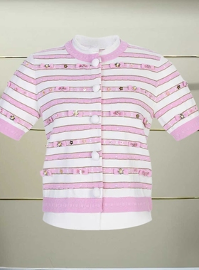 肆正品25夏条纹拼接针织开衫LF25X51ZM359-250