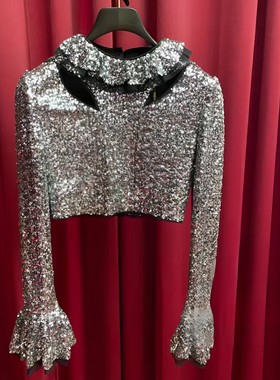 正品23春 银色珠片上衣LF23C21601S149-230
