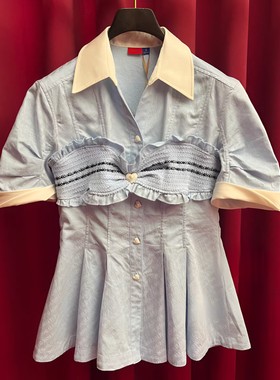 正品24夏浅蓝收腰上衣LF24X51SB101-240