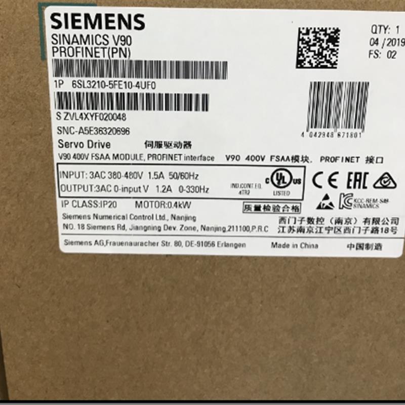 原装6SL3210-5FE10-4UF0 V90伺服驱动器400V 0.4kW
