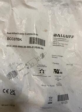 原装现货巴鲁夫BCC070K+BCC070F接插器BCC+A