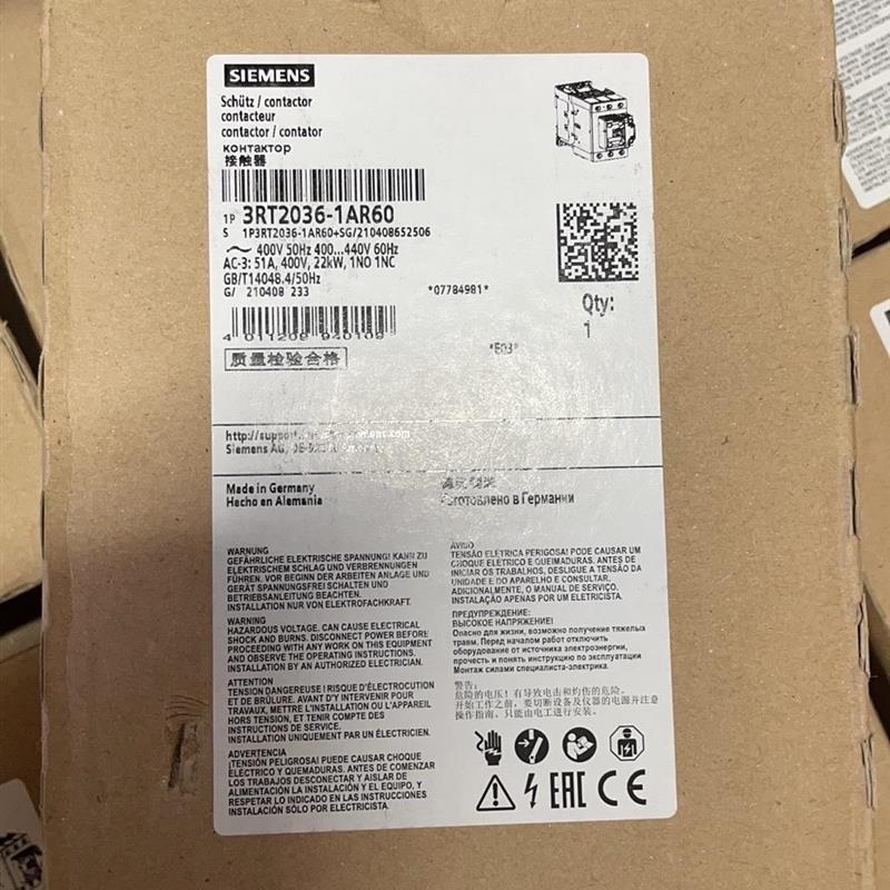 西门子接触器 3RT2036-1AR60 电压400V全新原