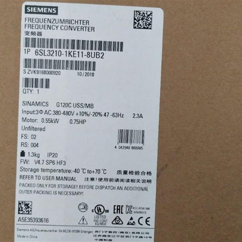 6SL3210-1KE11-8UB2G120C变频器0.37KW6SL32101KE118UB2