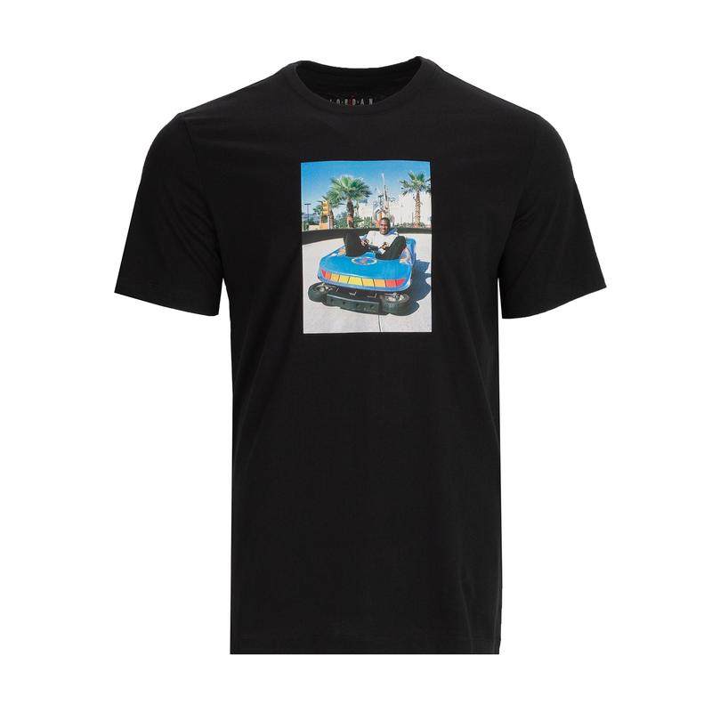 代购JORDAN男士运动T恤透气舒适日常穿着潮流设计黑色短袖圆领