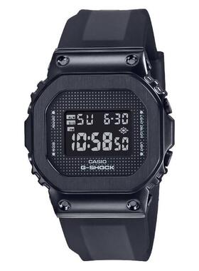 代购卡西欧女士腕表闹钟计时夜光日历黑色树脂带钢壳防水运动