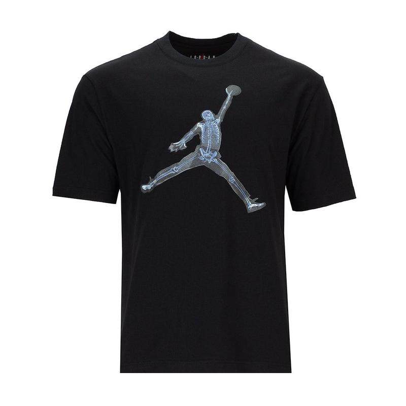 代购JORDAN男士运动T恤透气舒适日常穿着潮流设计黑色短袖圆领