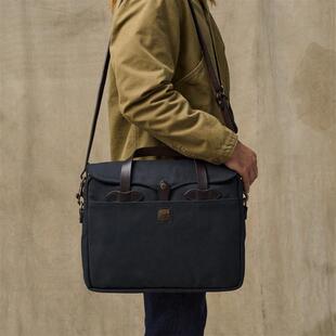 代购菲尔森Filson美产重磅斜纹帆布公文包马缰革复古男通勤手提电