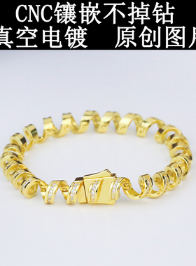 超闪镶金电话线缠绕手链女小众设计感巴恩风高颜值精致爆闪手饰女