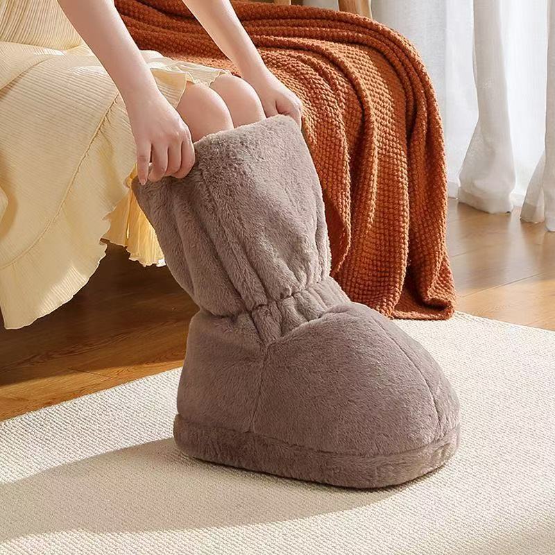 高帮暖脚宝插电保暖鞋毛绒电暖鞋电热取暖神器加热暖足捂脚垫冬天