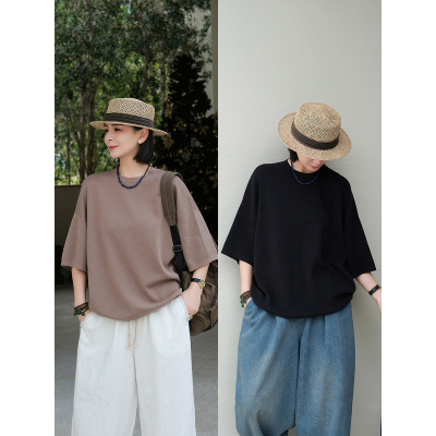 圆领宽松百搭针织上衣T恤