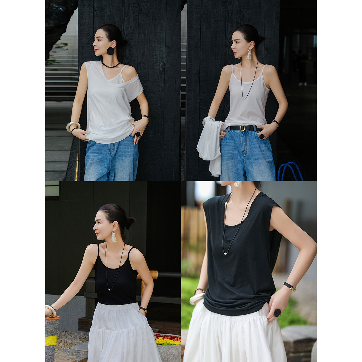 两件套轻盈软糯显瘦U领T恤