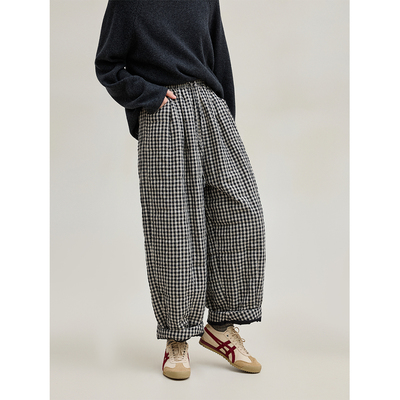 麻霖21支亚麻3M棉松紧腰棉裤