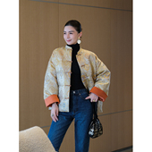 麻霖38姆米桑蚕丝鎏金缠枝宝相花四重纬新中式 90白鹅绒 羽绒服