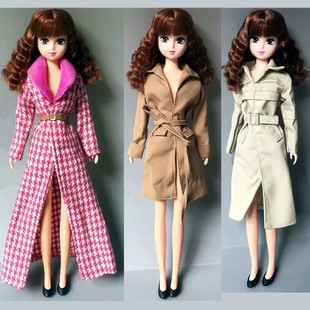 适合30厘米6分女娃娃衣芭芘珍妮娃娃穿 娃衣大衣胶皮娃娃非bjdsd