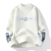 水貂绒毛衣男2025新款 青年帅气上衣潮 秋冬加绒加厚保暖内搭打底衫