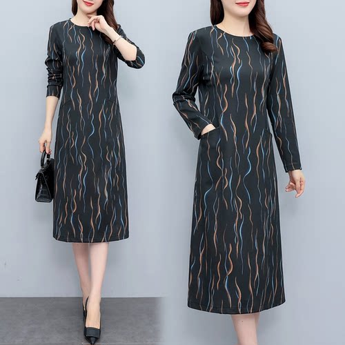 妈妈针织遮肚子春秋季连衣裙新款