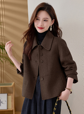 高端双面呢羊毛大衣小个子妈妈短款羊绒呢子高级感冬季外套女装冬