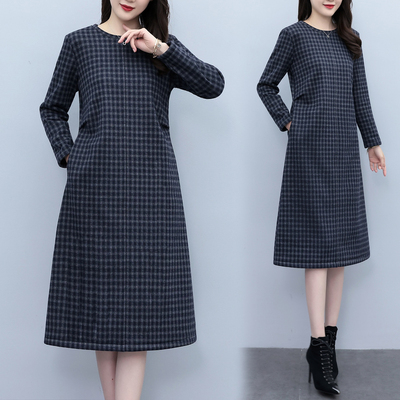 加绒加厚连衣裙女冬季针织毛呢裙