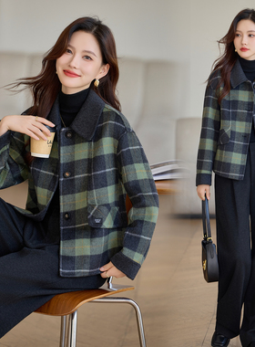 双面羊绒大衣2026新款春妈妈小个子气质高级感短款毛呢外套女洋气