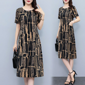 真丝连衣裙女夏2025新款 中老年妈妈气质裙子小个子直筒洋气大码 裙