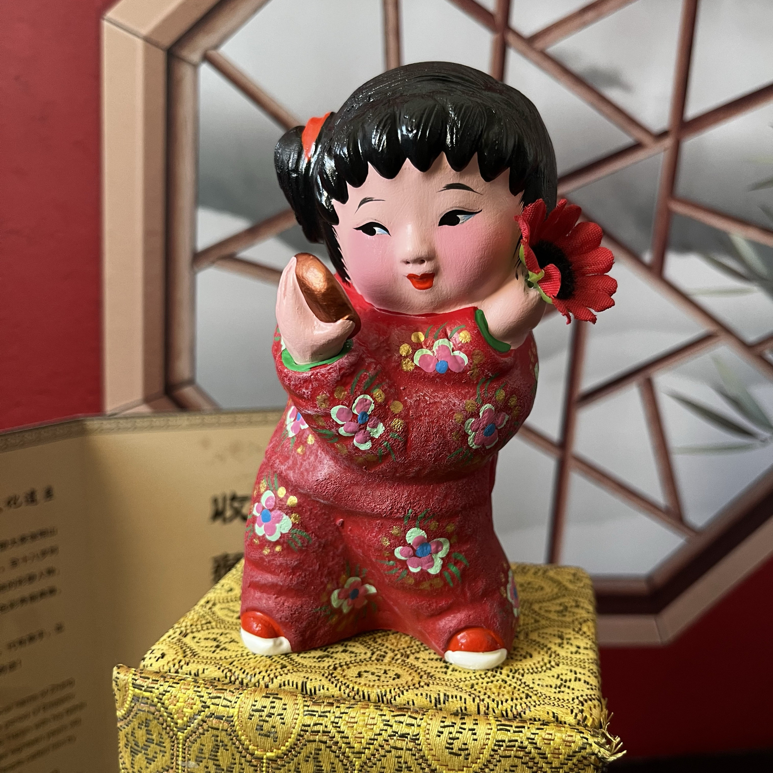 中国梦娃娃泥人张手工艺品精美泥塑桌面小摆件中国传统人物小娃娃