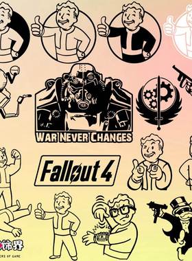 辐射Fallout4Vaultboy避难所小子 钢铁兄弟会 汽车电脑箱防水贴纸
