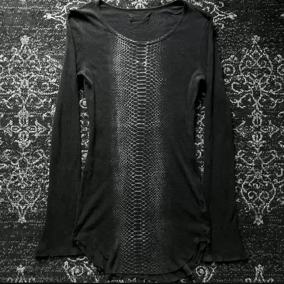 Subculture Vintage Retro Early Visual Punk Rock Personality Y2K Python Print Long-Sleeved T-Shirt Top